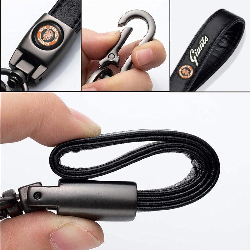 Kaleduo Leather Keychain for Baseball Fans,Car Keyring Replacement Key Fob Holder,Souvenir Gifts for Men Women - Image 2